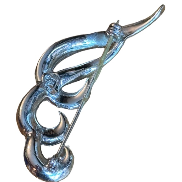 Vintage 1960s Goldette silver rhodium plate rhinestone brooch crystal - Picture 2 of 2